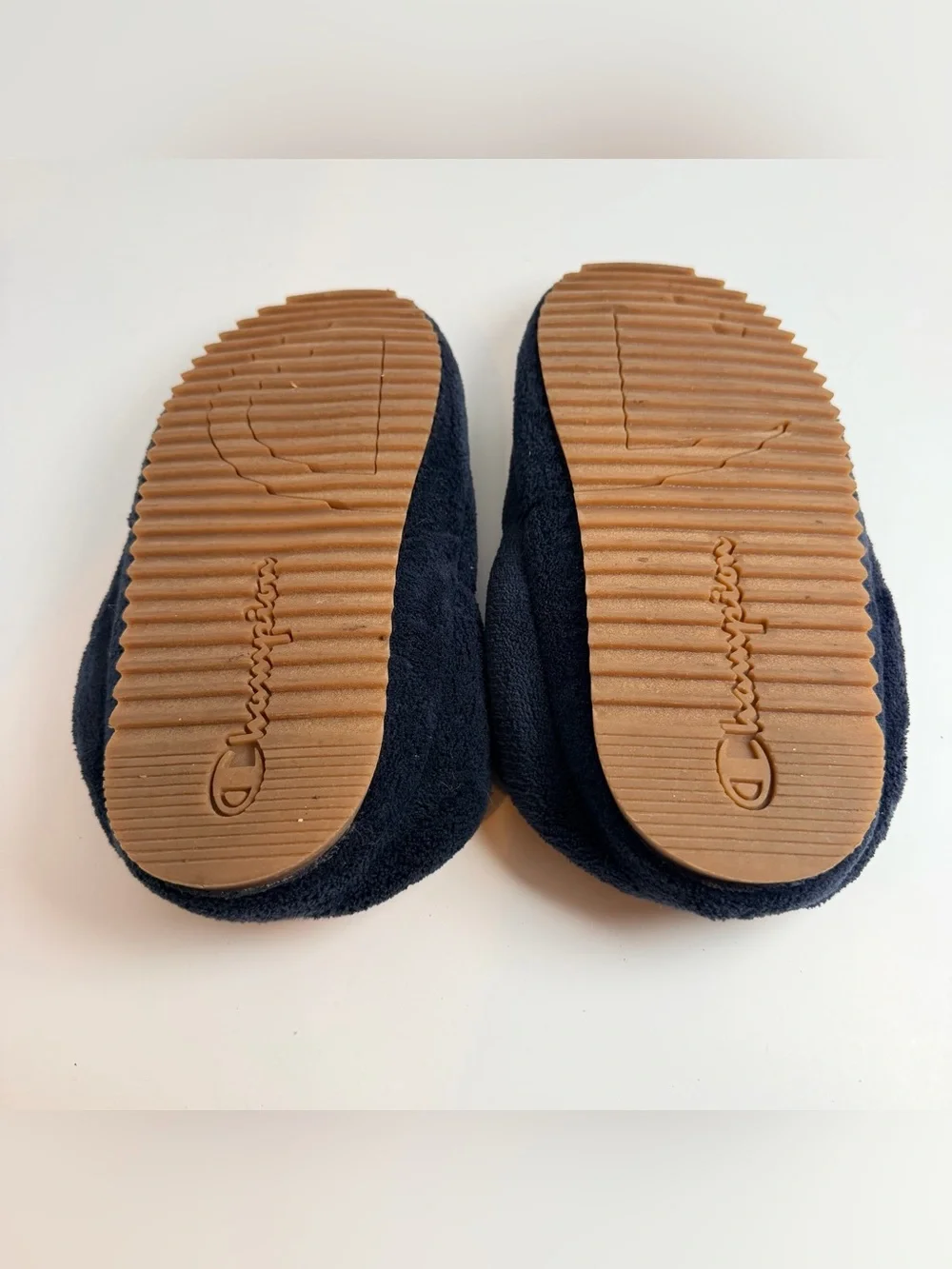 Champion Navy Blue Fleece Slip-On Loafers with Red Accent